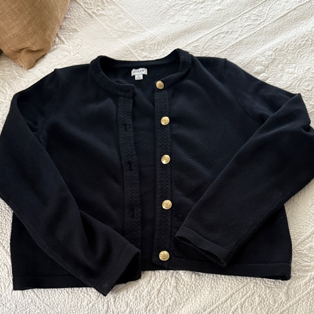 J Crew Black Cardigan with Gold Buttons - size Small